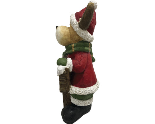 Decoratief rendierfiguur met jas, muts en cadeau