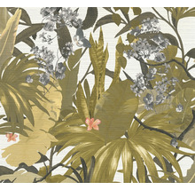 Tropisch behang met plantmotieven en vlinder