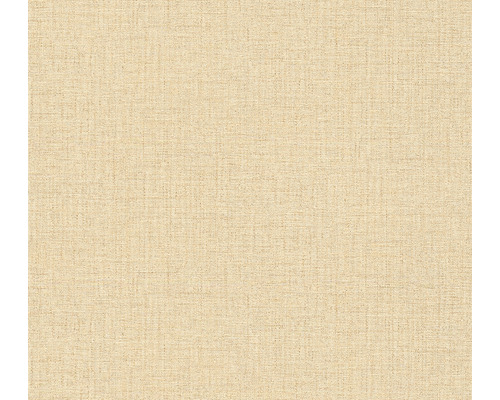 A.S. CRÉATION Vliesbehang 38528-5 Desert Lodge effen textieloptiek geel Close-up van een lichtgekleurd textielbehang met een fijne structuur