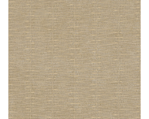 A.S. CRÉATION Vliesbehang 38597-1 Hygge 2 effect-optiek bruin glanzend Behang met horizontaal baksteenmotief en subtiele lineaire accenten