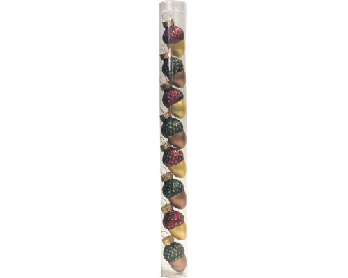 LAFIORA Hanger eikels glas rood/groen per 8 st. LAFIORA Hanger eikels glas rood/groen per 8 st.