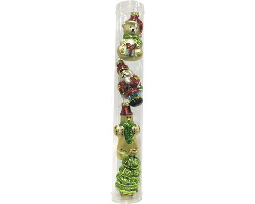 LAFIORA Hanger kerstfiguur glas rood per 4 st. LAFIORA Hanger kerstfiguur glas rood per 4 st.