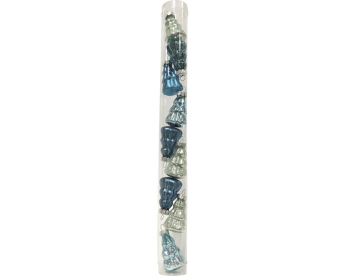 LAFIORA Hanger kerstboom glas blauw per 9 st. LAFIORA Hanger kerstboom glas blauw per 9 st.