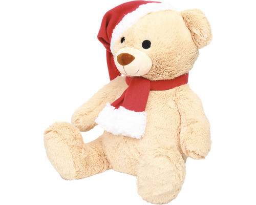 Teddybeer met kerstmuts en sjaal