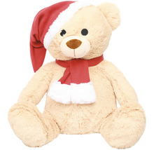 Teddybeer met kerstmuts en sjaal