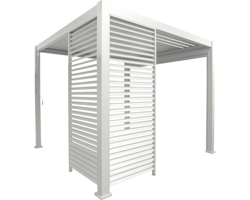 Witte aluminium pergola met lamellenwanden voor buiten