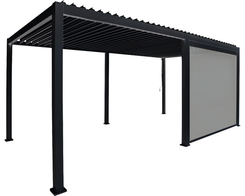 MIRADOR Zonnescherm / screen tbv terrasoverkapping Classic DeLuxe 400, antraciet Zwarte tuinpergola met lamellendak en windscherm
