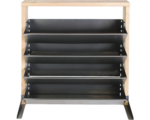 Metalen plantenbakrek met houten frame voor de tuin