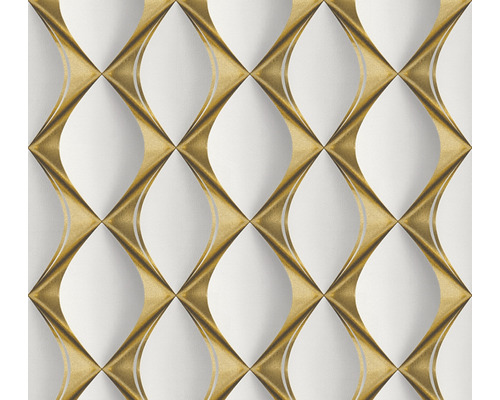 A.S. CRÉATION Vliesbehang 38691-1 My Home. My Spa. goud grijs Behang met geometrisch goudpatroon