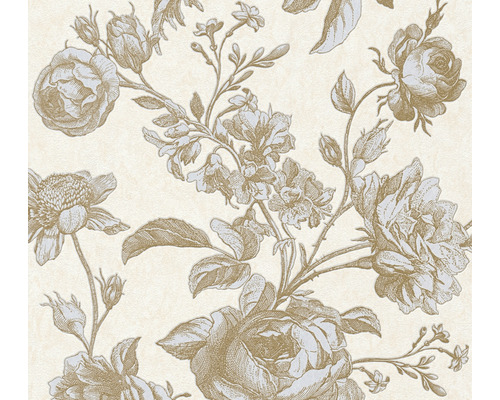 A.S. CRÉATION Vliesbehang 38700-3 My Home. My Spa. bloemen beige/goud Behang met rozenmotief