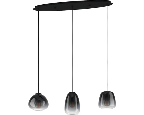 Hanglamp met drie lampen en glazen kappen