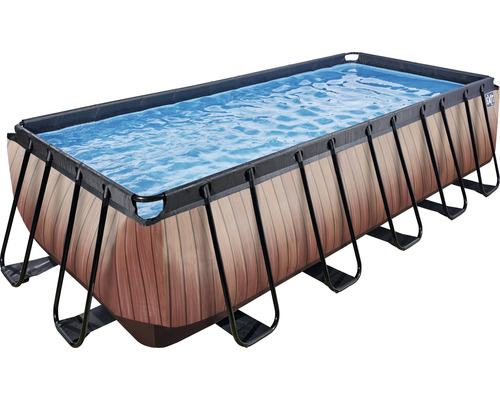 Rechthoekig zwembad met houtlook en stalen frame
