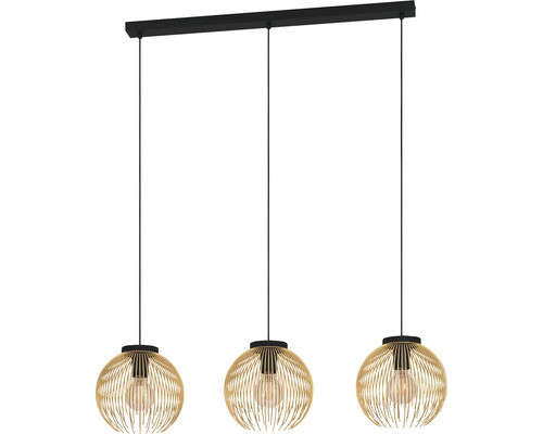 Hanglamp met drie lampenkappen in bolvormig ontwerp