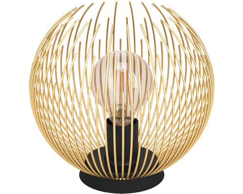 Decoratieve tafellamp met een lamp in een bolvormig metalen frame