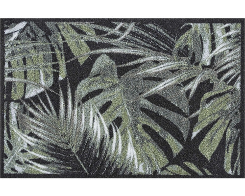 MD ENTREE Schoonloopmat Ambiance Palm Leaves zwart/groen 50x75 cm