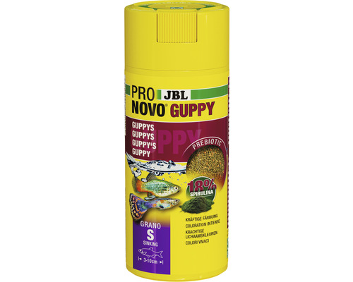 JBL ProNova Gyppy Visvoer granulaat S 250 ml JBL Novo Guppy visvoer voor guppy''s