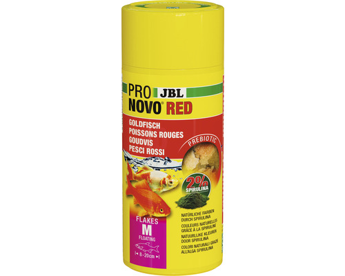 JBL ProNovo Red Visvoer vlokken M 250 ml JBL NovoRed goudvisvoer in vlokkenvorm voor goudvissen van 8 tot 20 centimeter