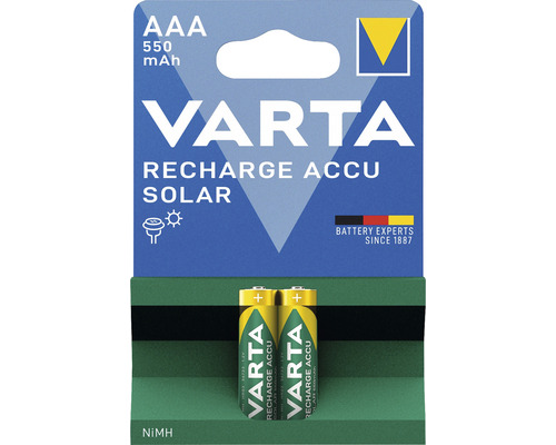 Varta Recharge Accu Solar AAA-batterijen, 550 mAh, 2 stuks