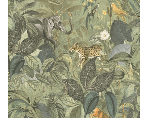 A.S. CRÉATION Vliesbehang 38724-3 Pint Walls jungle dieren Behang met jungle motieven, inclusief olifant, luipaard, aap en verschillende vogelsoorten.
