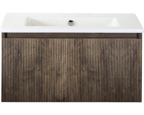 SANOX Badkamermeubelset Frozen 3D met wastafel zonder kraangat 81 cm charleston Wastafelonderkast met wastafel