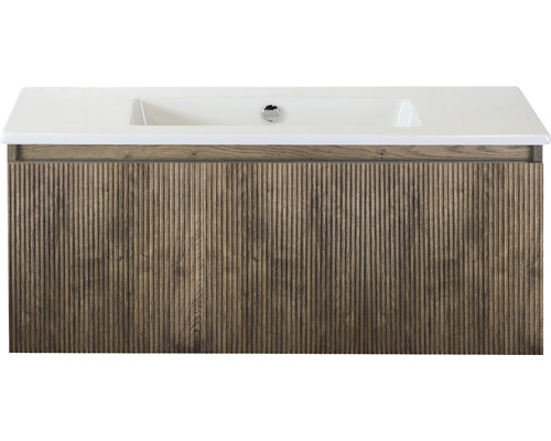SANOX Badkamermeubelset Frozen 3D met wastafel zonder kraangat 101 cm charleston Wastafelonderkast met wastafel