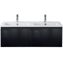 SANOX Badkamermeubelset Frozen 3D met dubbele wastafel met twee kraangaten 121 cm zwart mat