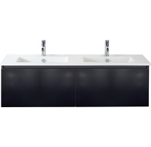 SANOX Badkamermeubelset Frozen 3D met dubbele wastafel met twee kraangaten 141 cm zwart mat