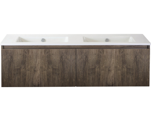 SANOX Badkamermeubelset Frozen 3D met dubbele wastafel zonder kraangat 141 cm charleston SANOX Badkamermeubelset Frozen 3D met dubbele wastafel zonder kraangat 141 cm charleston