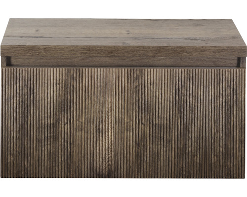 SANOX Badkamermeubelset Frozen 3D met wastafelblad 43x80x45 cm charleston Wastafelonderkast met geribbelde voorkant