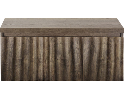 SANOX Badkamermeubelset Frozen 3D met wastafelblad 43x100x45 cm charleston Wastafelonderkast met geribbelde voorkant