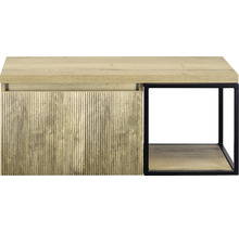 Salontafel met houten blad en metalen frame