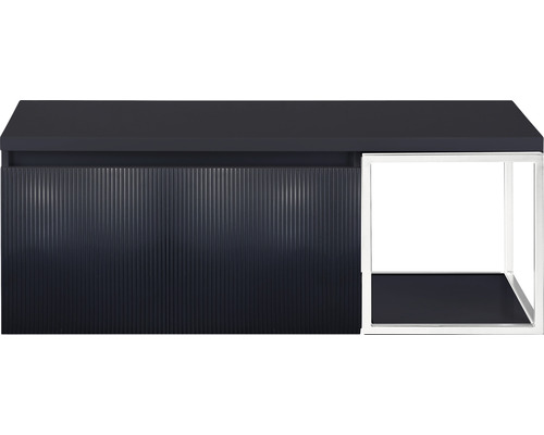 SANOX Badkamermeubelset Frozen 3D met wastafelblad 43x120x45 cm zwart mat Wastafelonderkast met geribbeld oppervlak en open schap