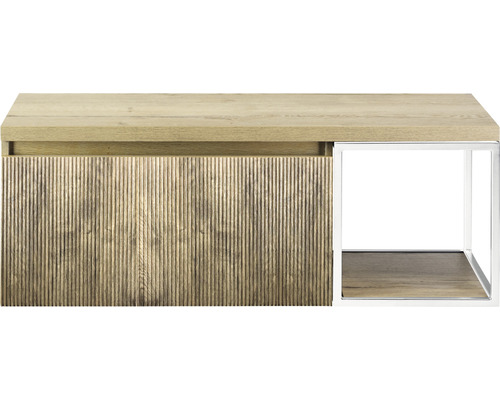 SANOX Badkamermeubelset Frozen 3D met wastafelblad 43x120x45 cm french oak Houten bijzettafel met metalen frame