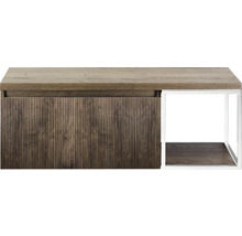 Houten console met plank en metalen frame