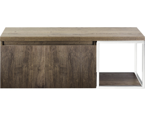 SANOX Badkamermeubelset Frozen 3D met wastafelblad 43x120x45 cm charleston Houten console met plank en metalen frame