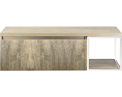 SANOX Badkamermeubelset Frozen 3D met wastafelblad 43x140x45 cm french oak Wastafelonderkast met lade en open vak