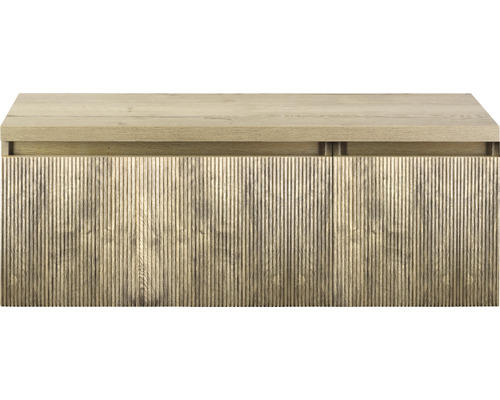 SANOX Badkamermeubelset Frozen 3D met wastafelblad 43x120x45 cm french oak Wastafelonderkast met verticaal gegroefd front