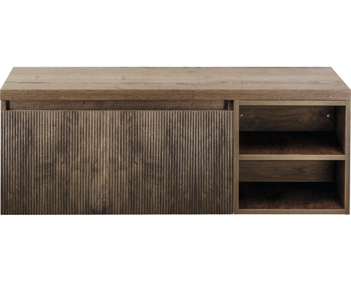 SANOX Badkamermeubelset Frozen 3D met wastafelblad 43x120x45 cm charleston Houten onderkast met schuifdeur en planken