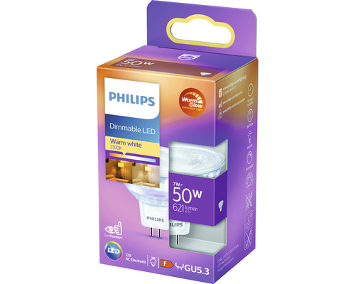 Philips ledlamp, dimbaar, warm wit, 50 watt, GU5.3