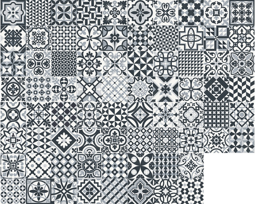 Patroon van vloertegels met verschillende geometrische en florale ontwerpen