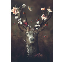 REINDERS Poster Hert met bloemen 61x91,5 cm