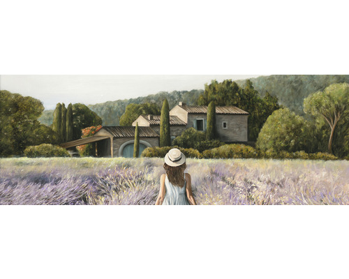 PURE LIVING Schilderij glas Lavender Field 30x80 cm