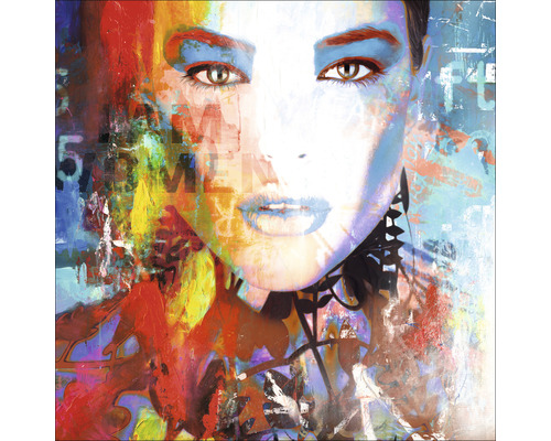 PURE LIVING Schilderij glas Colourful Woman IV 30x30 cm