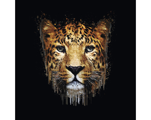 PURE LIVING Schilderij glas Leopard Illustration 80x80 cm