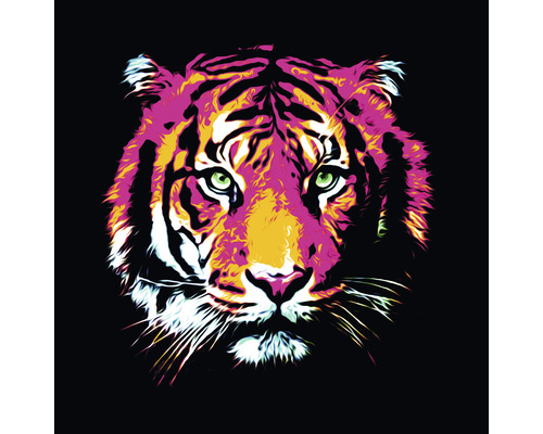 PURE LIVING Schilderij glas Colored Tiger 80x80 cm
