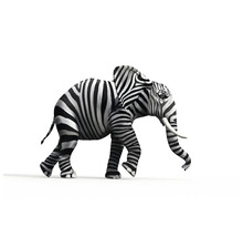 Illustratie van een olifant met een zebramotief