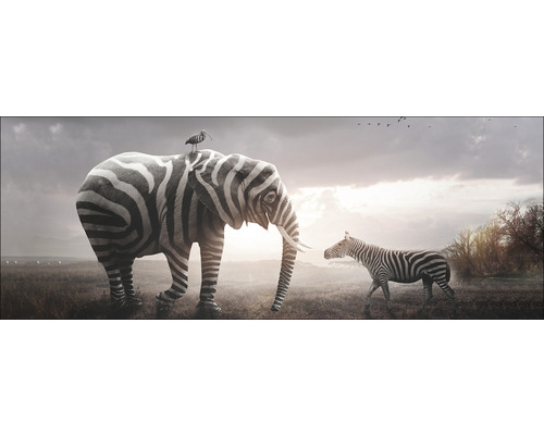 PURE LIVING Schilderij glas Striped Animal Meeting 30x80 cm