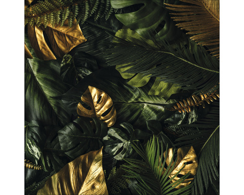 PURE LIVING Schilderij glas Green-Gold Foliage 30x30 cm