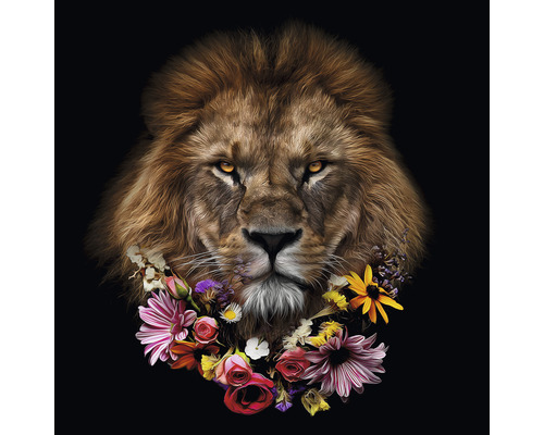 PURE LIVING Schilderij canvas Flowered Lion 40x40 cm