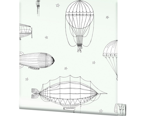 Behangrol met luchtschepen en sterren